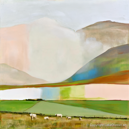Pastel Storm Clouds Over Fells - lake district sky art print and canvas by Eleanor Croft A.I