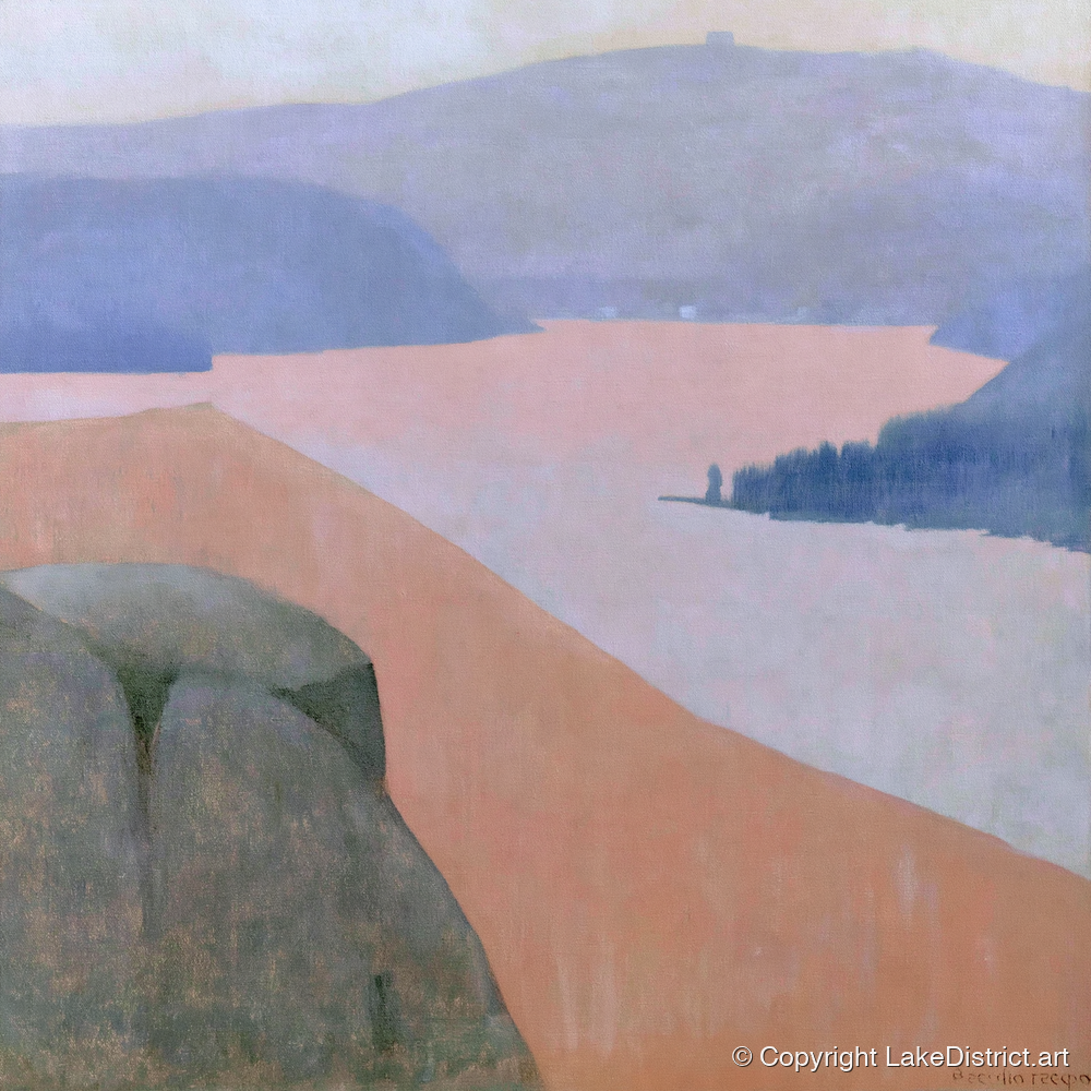 Pastel Ullswater from Gowbarrow Fell - lake district lake art print and canvas by Alistair Thorne A.I