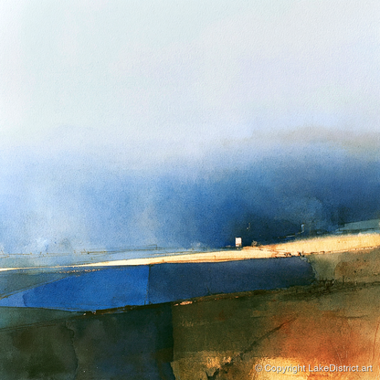 Patchwork Fields Under Indigo Skies - lake district valley art print and canvas by Nathaniel Ward A.I