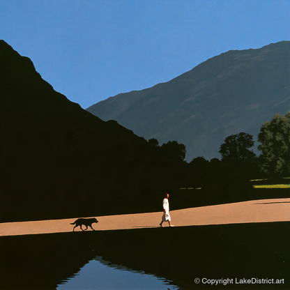 Patterdale Dog Walk Silhouette - gifts for dog walkers art print and canvas by Adelaide Calloway A.I