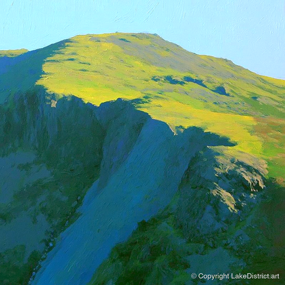 Pike of Blisco Sunlit Summit - lake district fell art print and canvas by Daphne Morley A.I