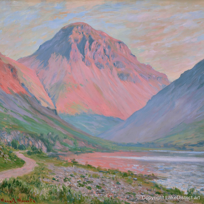 Pink Light Over Great Gable - lake district fell art print and canvas by Clara Sterling A.I