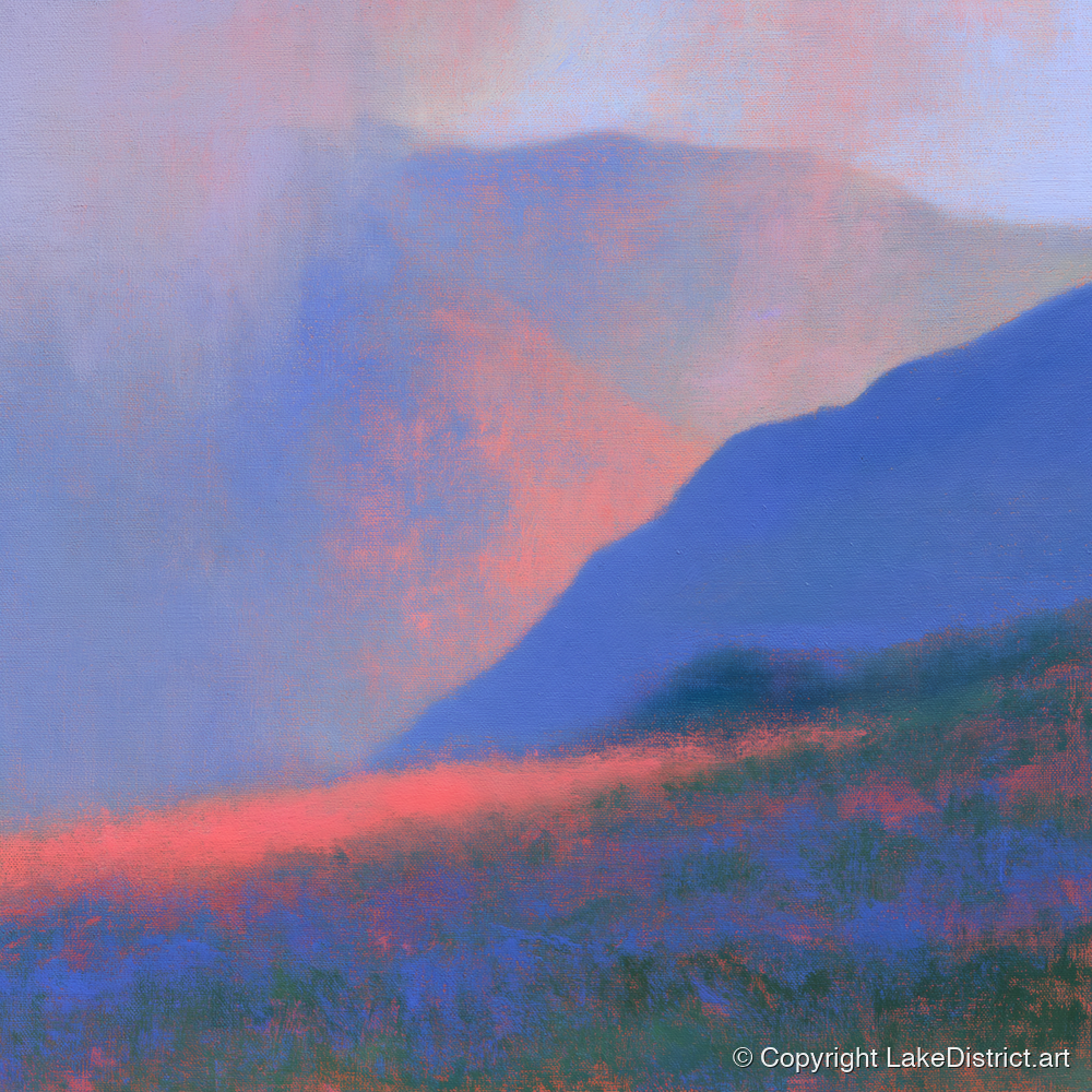 Pink Storm Clouds Over Fells - lake district sky art print and canvas by Theodore Vance A.I