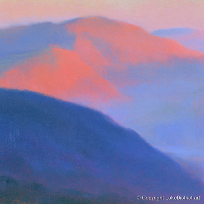 Pink Twilight Over Summit Fells - lake district fell art print and canvas by Theodore Vance A.I
