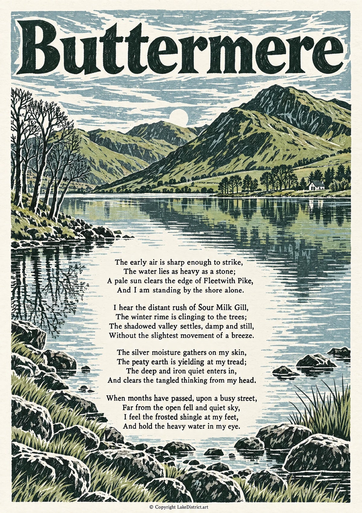 Buttermere, an illustrated Lake District poem print