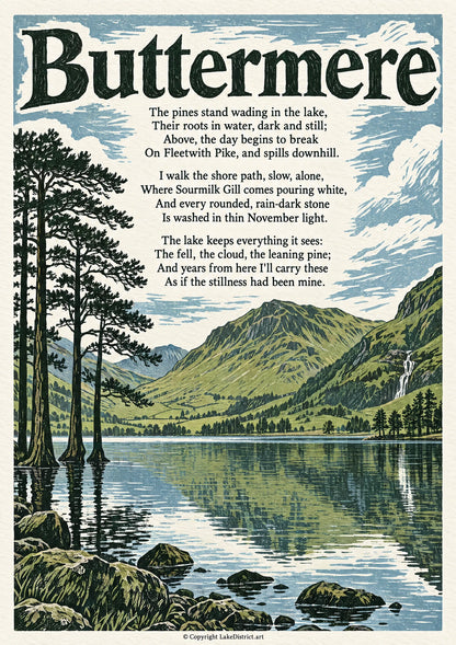 Buttermere, an illustrated Lake District poem print