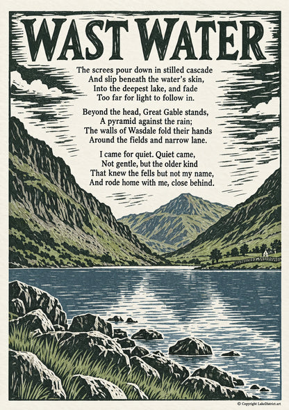 Wast Water, an illustrated Lake District poem print