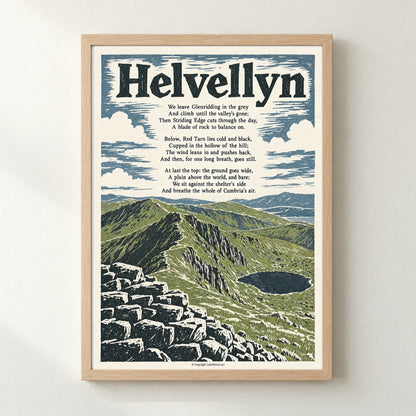 Helvellyn poem print in a natural frame