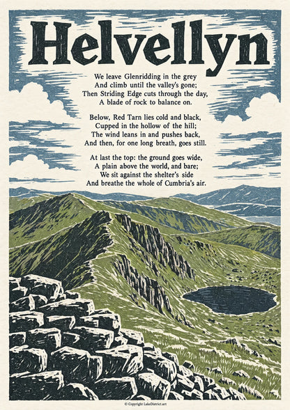 Helvellyn, an illustrated Lake District poem print