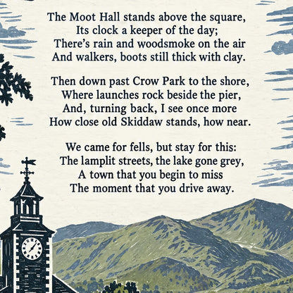 Keswick poem print close-up: the lettering of the poem