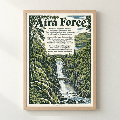 Aira Force poem print in a natural frame