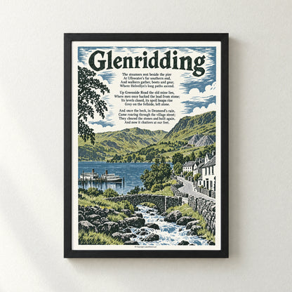 Glenridding poem print in a black frame