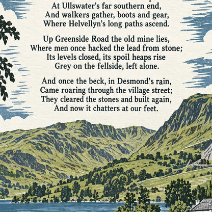 Glenridding poem print close-up: the lettering of the poem