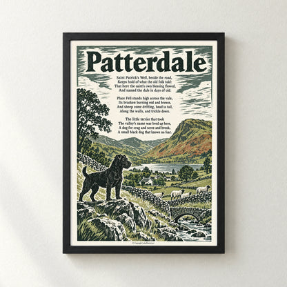 Patterdale poem print in a black frame
