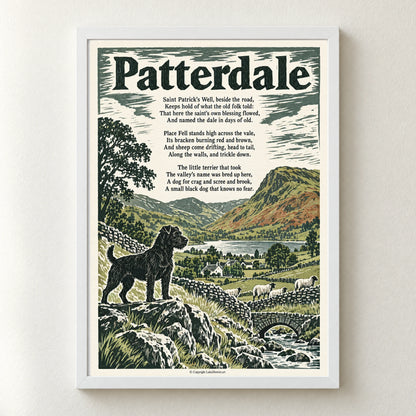 Patterdale poem print in a white frame
