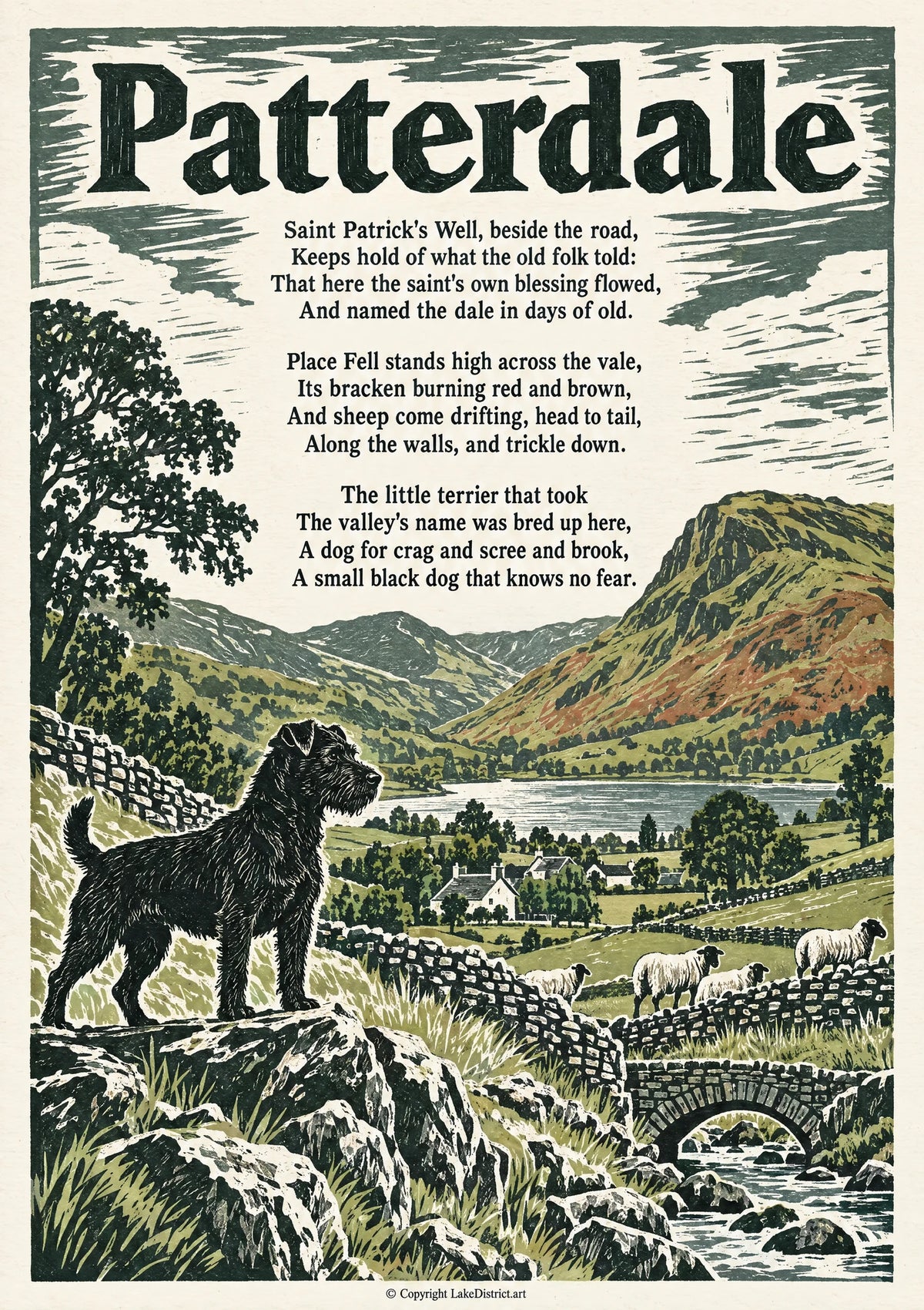 Patterdale, an illustrated Lake District poem print