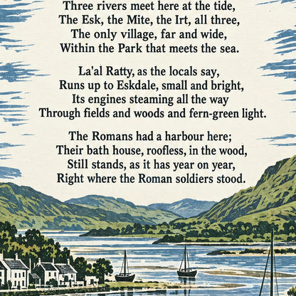 Ravenglass poem print close-up: the lettering of the poem