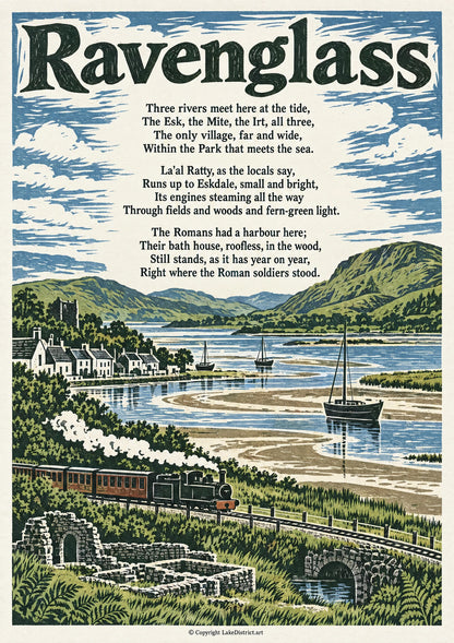 Ravenglass, an illustrated Lake District poem print