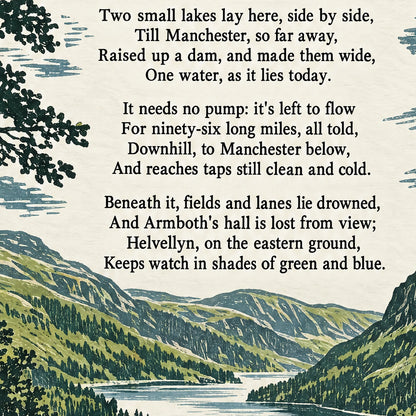 Thirlmere poem print close-up: the lettering of the poem