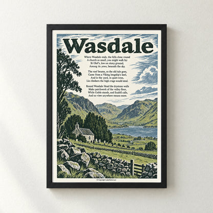 Wasdale poem print in a black frame