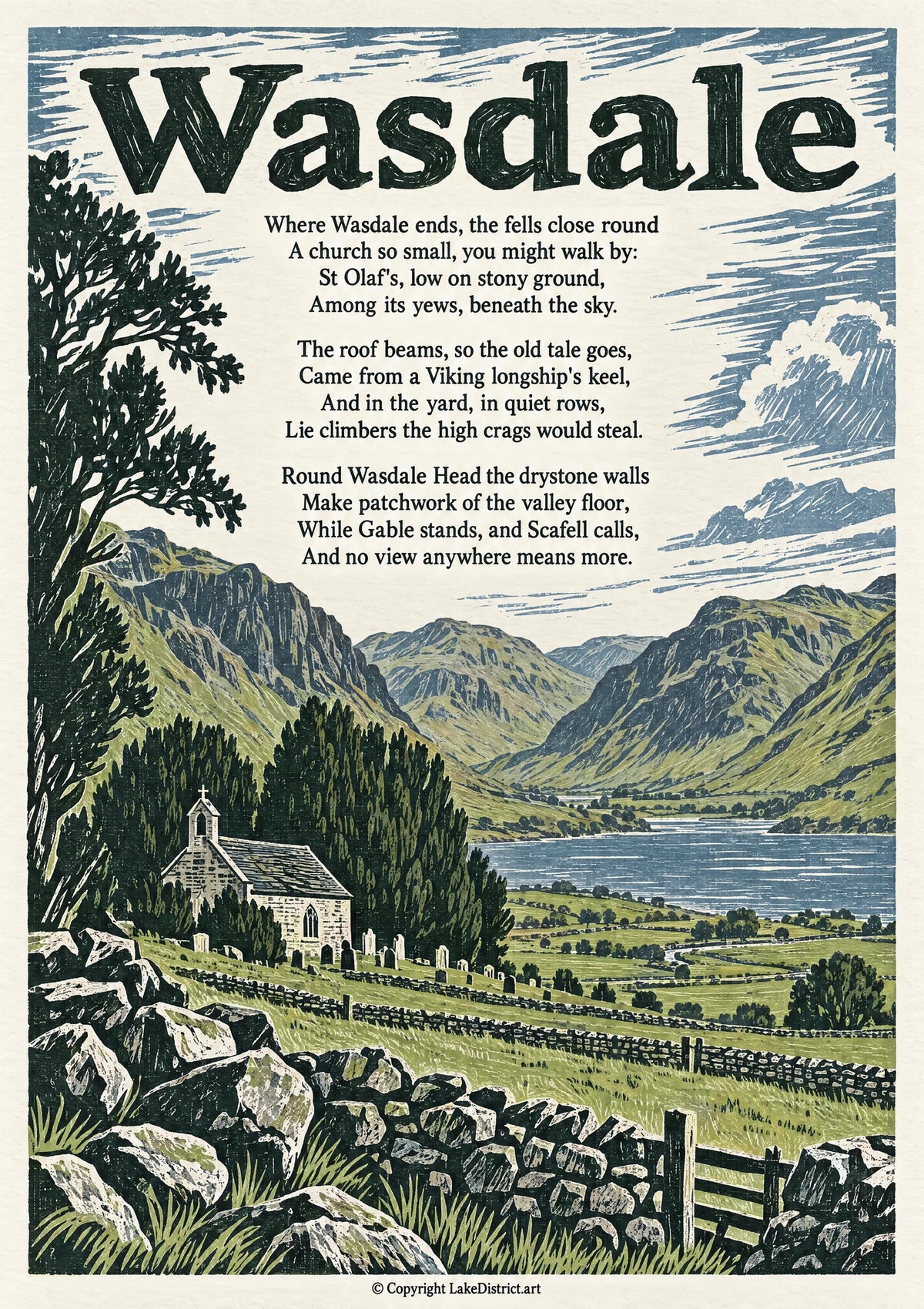 Wasdale, an illustrated Lake District poem print