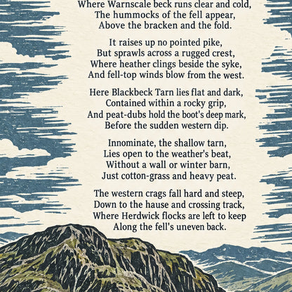 Haystacks poem print close-up: the lettering of the poem