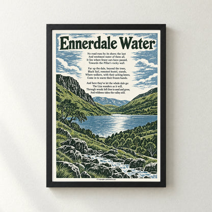 Ennerdale Water poem print in a black frame