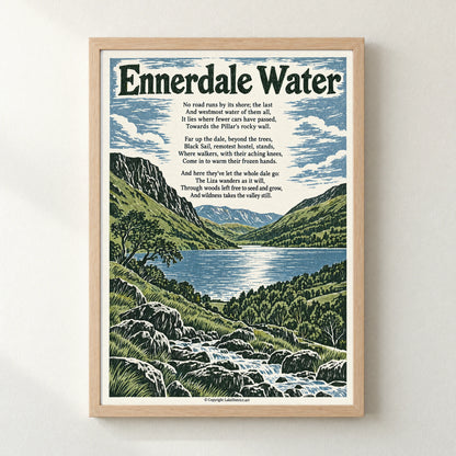 Ennerdale Water poem print in a natural frame
