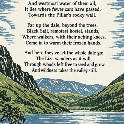 Ennerdale Water poem print close-up: the lettering of the poem