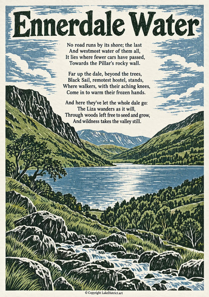 Ennerdale Water, an illustrated Lake District poem print
