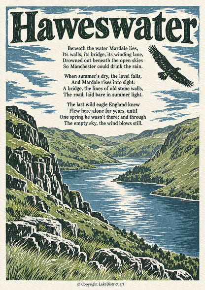Haweswater, an illustrated Lake District poem print