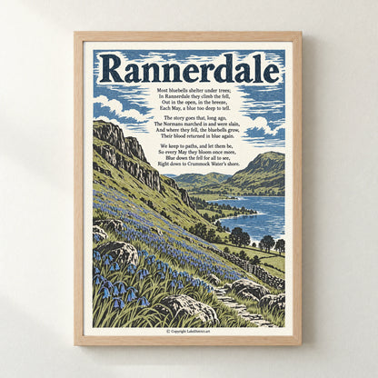 Rannerdale poem print in a natural frame