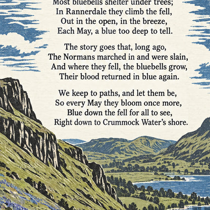 Rannerdale poem print close-up: the lettering of the poem