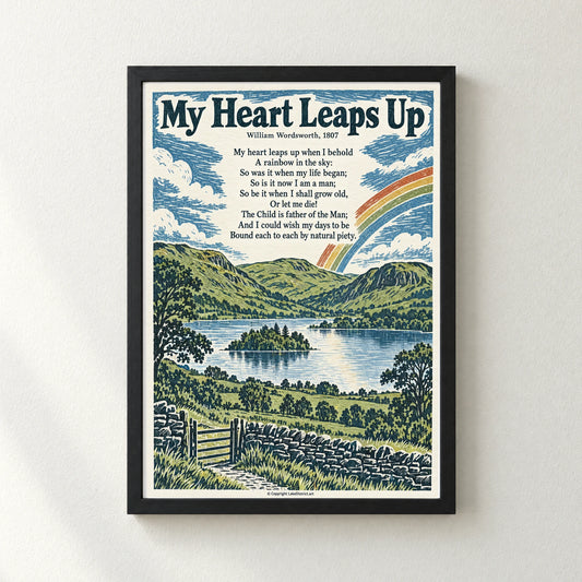 My Heart Leaps Up poem print in a black frame
