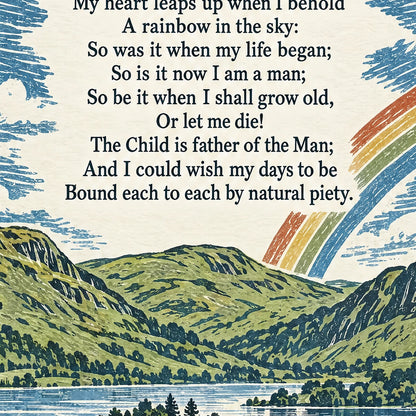 My Heart Leaps Up poem print close-up: the lettering of the poem