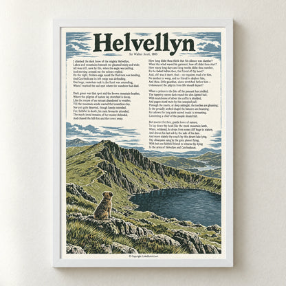 Helvellyn poem print in a white frame