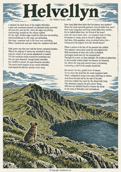 Helvellyn, an illustrated Lake District poem print