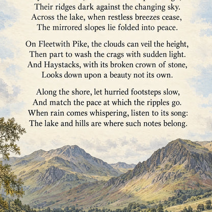Buttermere poem print close-up: the lettering of the poem