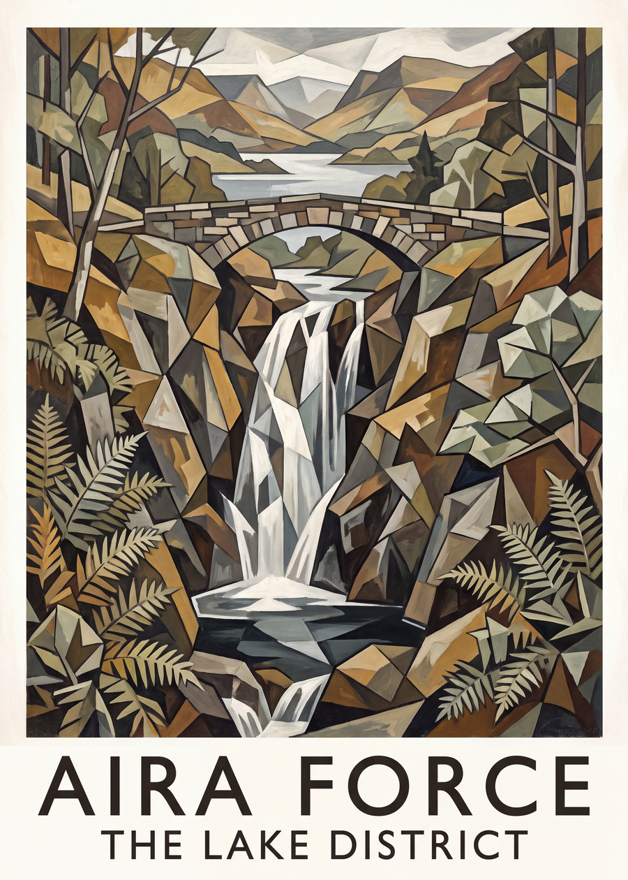 Cubism Lake District travel poster