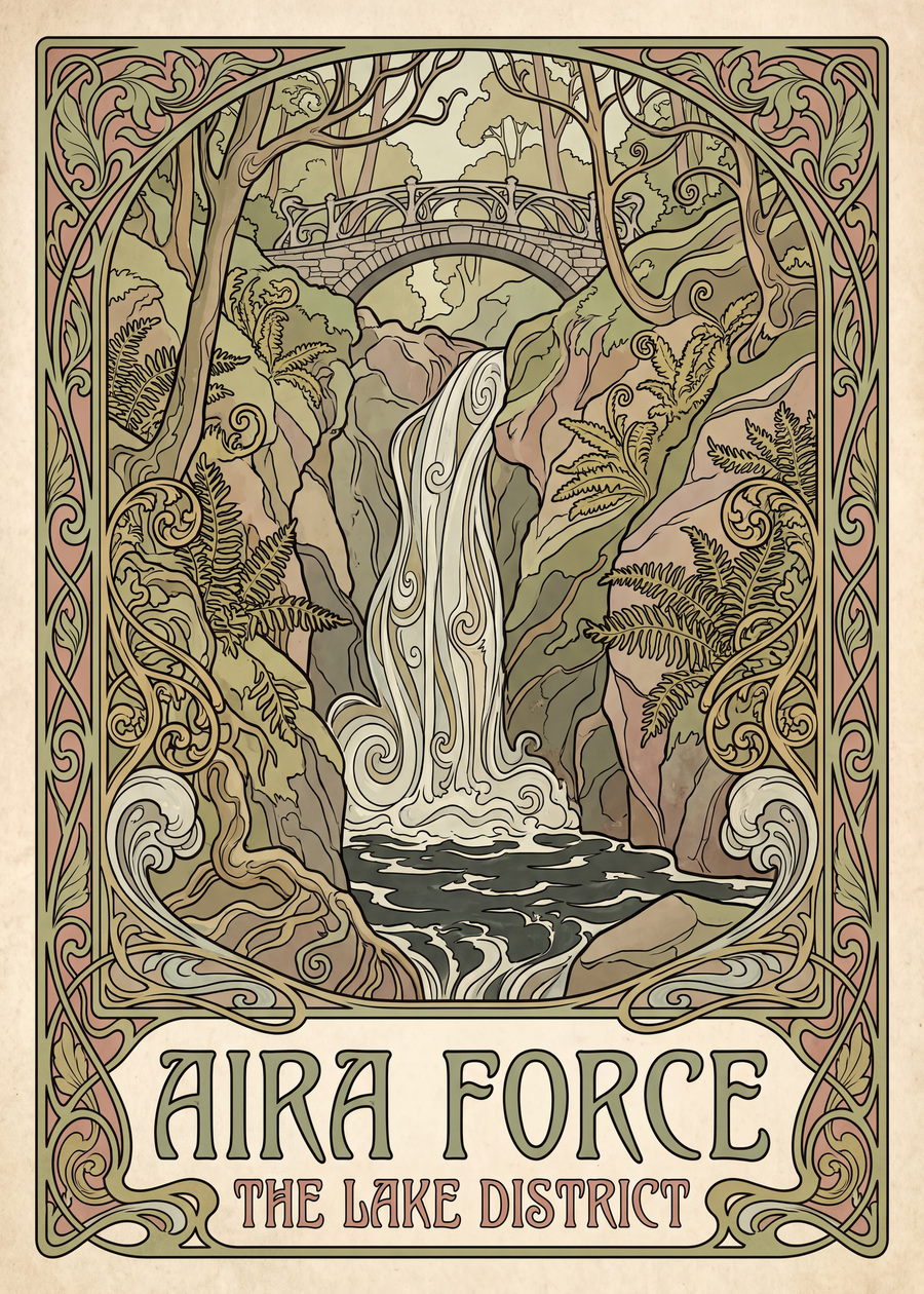 Art Nouveau Lake District travel poster