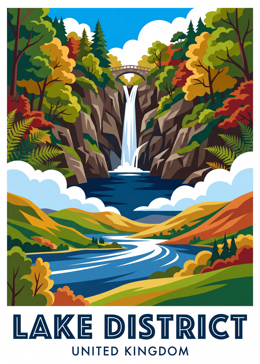 Vivid — Lake District UK Lake District travel poster