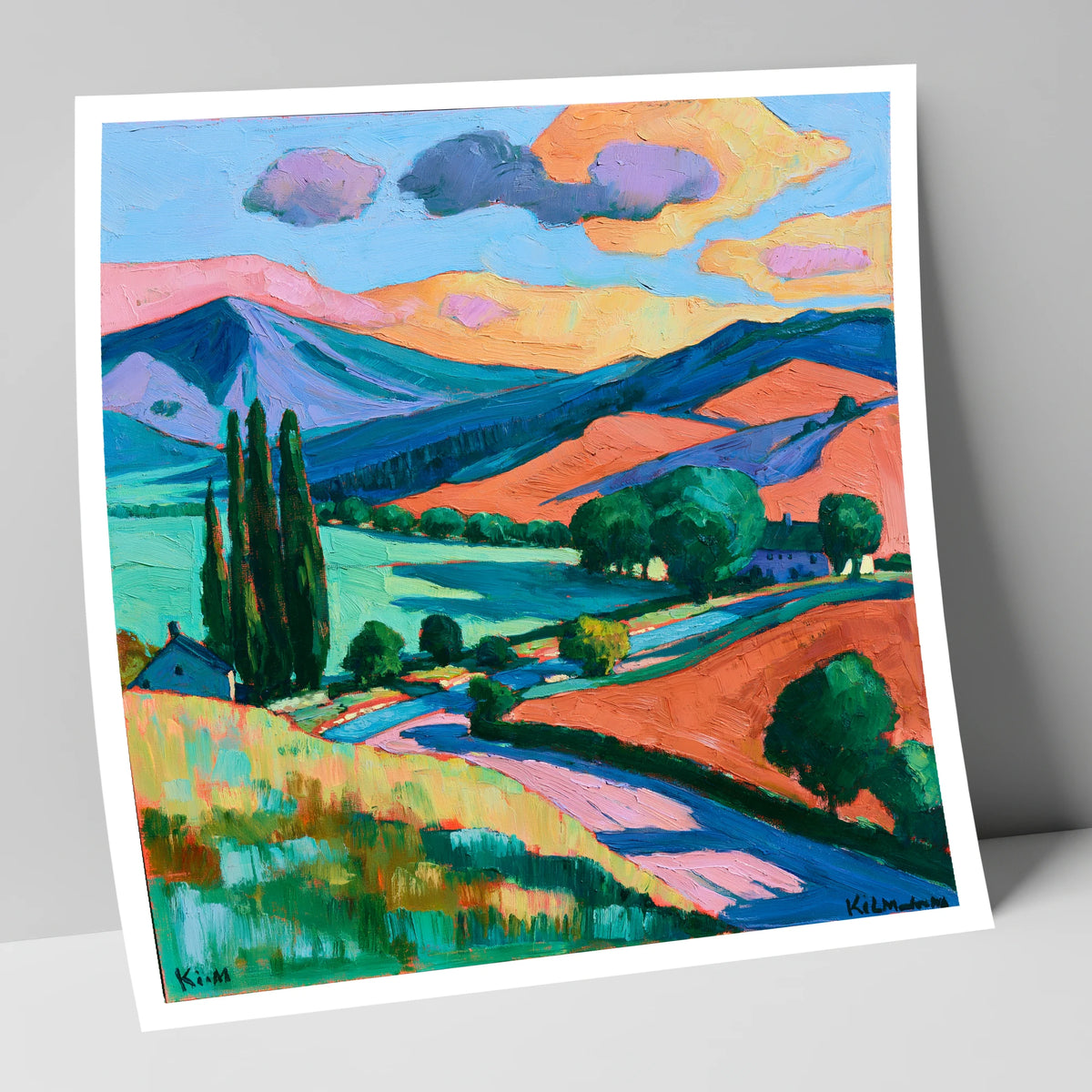 Vivid Golden Light on the Fells lake district sky art print