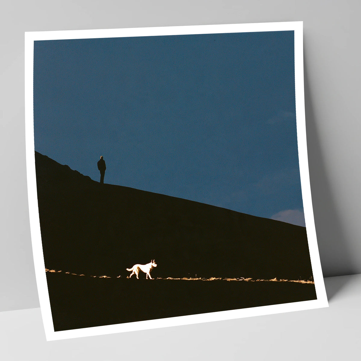 Skiddaw Silhouette Walker and Dog gifts for dog walkers art print