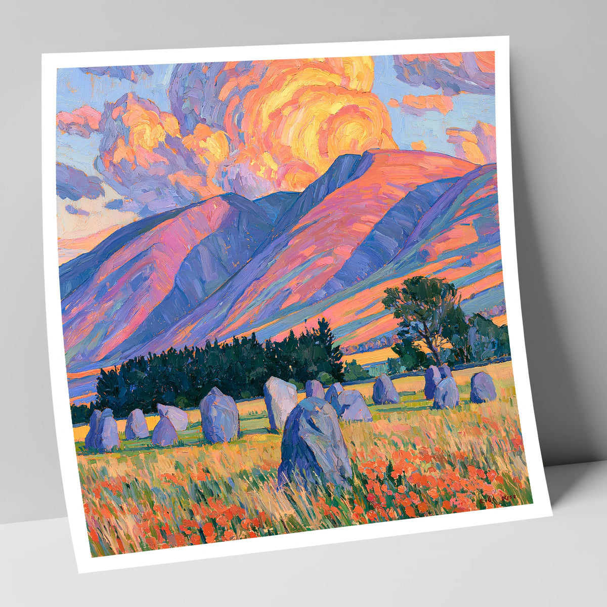 Standing Stones Below Fiery Blencathra lake district fell art print