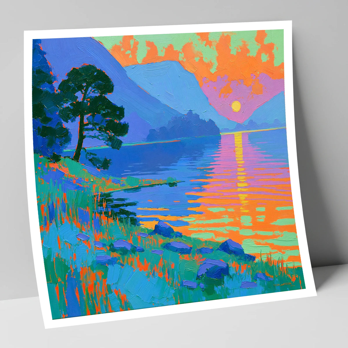 Bold Sunset Over The Lake lake district lake art print