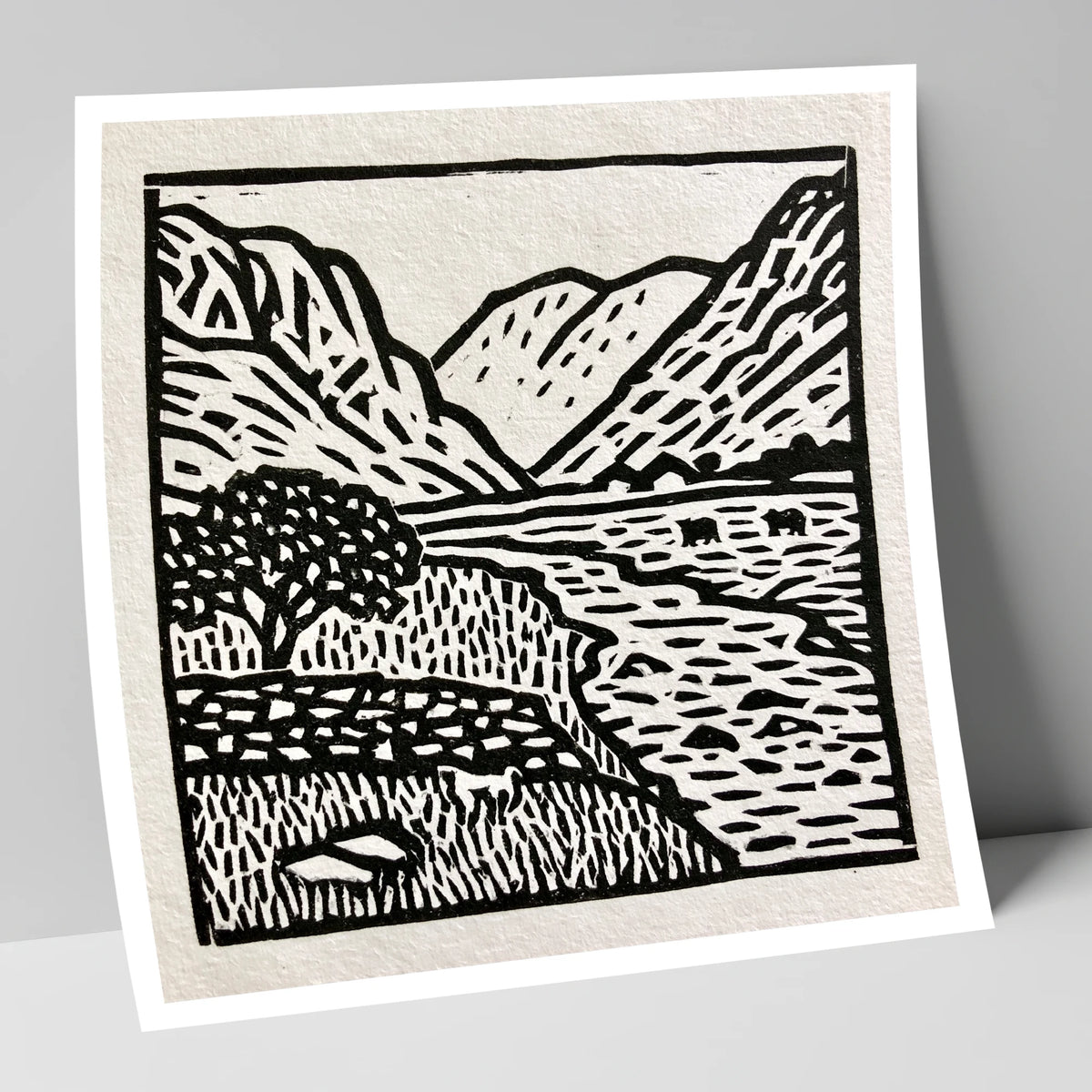 Monochrome Eskdale Valley Landscape lake district valley art print