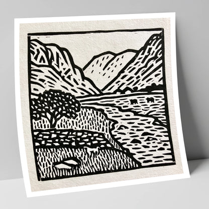 Monochrome Eskdale Valley Landscape lake district valley art print