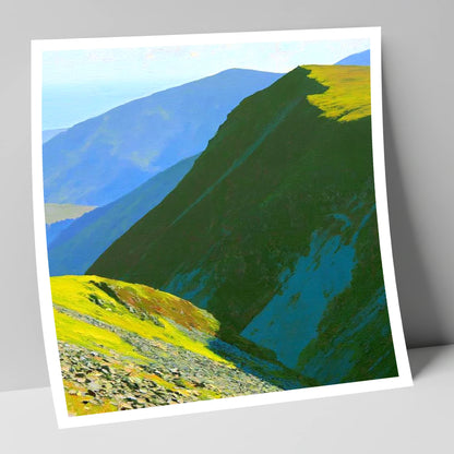 Sunlit Knott Rigg Ridge lake district fell art print