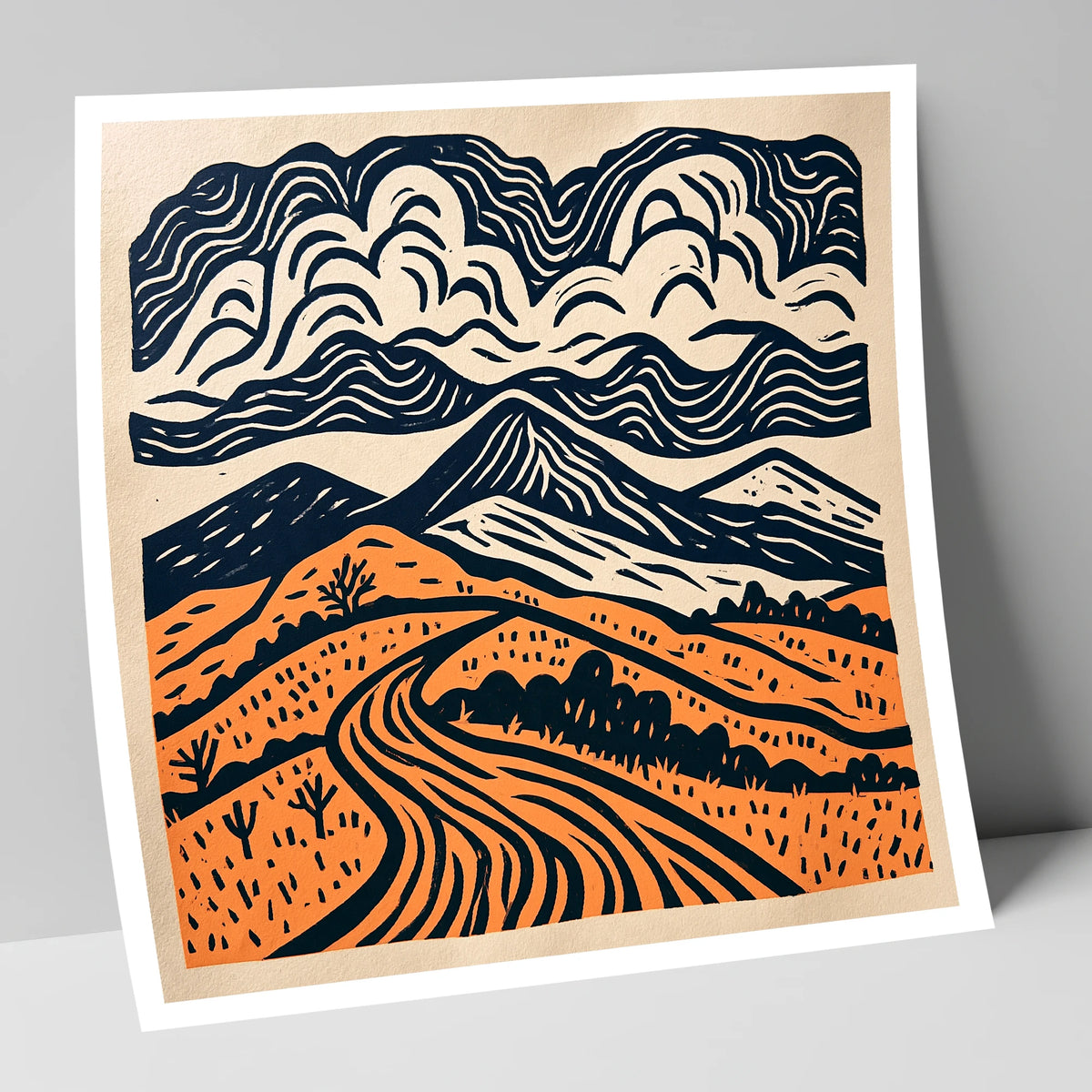 Rhythmic Terracotta Fells Under Cloud lake district fell art print