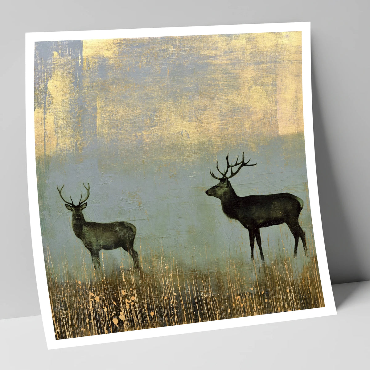 Red Deer in Slate and Gold lake district wildlife art print